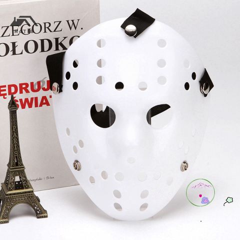 Mặt Nạ Jason Trắng Halloween - Phụ Kiện Kinh Dị Đáng Sợ cho Tiệc Hóa Trang, Lấy Cảm Hứng từ Freddie Vs. Jason