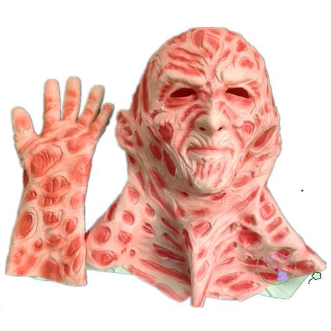 Bộ Mặt Nạ Cao Su Freddy Krueger và Găng Tay - Trang Phục Halloween Kinh Dị Chất Lượng Cao Cho Cosplay Tối Thượng
