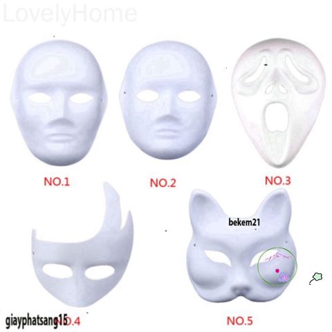 Mặt Nạ Giấy Trắng DIY Cho Bé - Phụ Kiện Hóa Trang Halloween Thú Vị, Nghệ Thuật Sáng Tạo