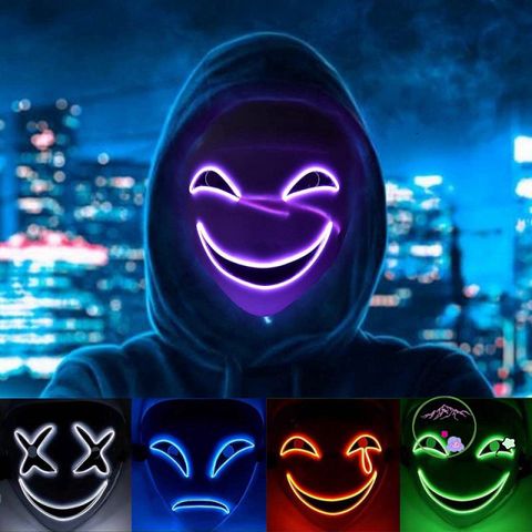 Mặt Nạ Cosplay Thiên Thần Nụ Cười Hiruko LED Phát Sáng - Khẩu Trang Halloween Độc Đáo Cho Tiệc Hóa Trang