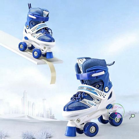 Giày Patin 2 Hàng Bánh Cho Trẻ Em - An Toàn, Dễ Tập Trượt, Lót Dày Thoải Mái, Màu Hồng Xanh Dương, Quà Tặng Vận Động Cho Bé