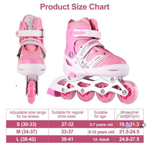 Giày Patin Sport Được Điều Chỉnh Kích Cỡ - Giày Trượt Cho Trẻ Em và Người Lớn, Đen-Hồng, Dễ Dàng Sử Dụng, Bảo Hành 1 Đổi 1