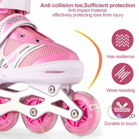 Giày Patin Sport Được Điều Chỉnh Kích Cỡ - Giày Trượt Cho Trẻ Em và Người Lớn, Đen-Hồng, Dễ Dàng Sử Dụng, Bảo Hành 1 Đổi 1