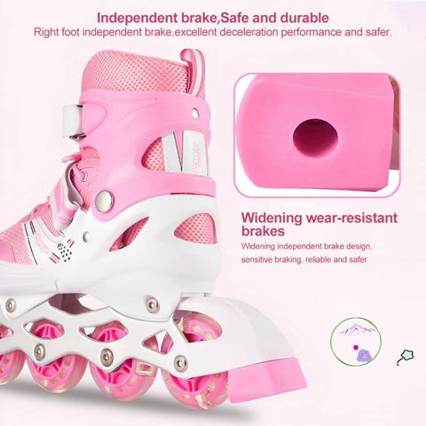 Giày Patin Sport Được Điều Chỉnh Kích Cỡ - Giày Trượt Cho Trẻ Em và Người Lớn, Đen-Hồng, Dễ Dàng Sử Dụng, Bảo Hành 1 Đổi 1