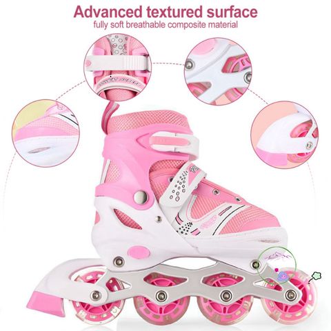 Giày Patin Sport Được Điều Chỉnh Kích Cỡ - Giày Trượt Cho Trẻ Em và Người Lớn, Đen-Hồng, Dễ Dàng Sử Dụng, Bảo Hành 1 Đổi 1