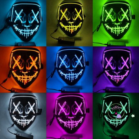 Mặt Nạ Phát Sáng LED 10 Màu - Hóa Trang Hacker Halloween Jason Jabbawockeez Cho Người Lớn & Trẻ Em