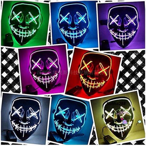 Mặt Nạ Phát Sáng LED 10 Màu - Hóa Trang Hacker Halloween Jason Jabbawockeez Cho Người Lớn & Trẻ Em