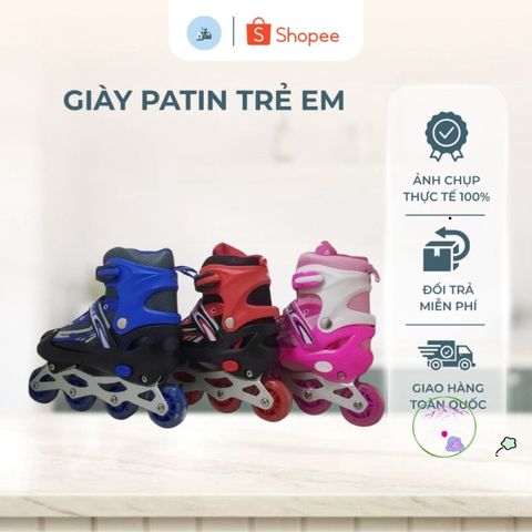 Giày Patin Trẻ Em Kèm Mũ Bảo Hiểm & Bộ Bảo Hộ - Giày Trượt An Toàn Cho Bé Từ 1-7 Tuổi, Bánh Xe Đèn LED Sáng