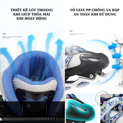 Giày Patin Thể Thao LED 8 Bánh Xe - Khung Titan, Kèm Đồ Bảo Hộ, Phù Hợp Trẻ Em và Người Lớn, Thiết Kế Độc Đáo, Họa Tiết XIAO MA BEI