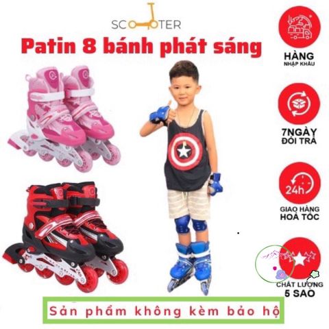 Giày Patin Cao Cấp 8 Bánh LED Điều Chỉnh Cho Bé và Người Lớn - Giày Trượt Patin Thể Thao Mọi Lứa Tuổi, Thú Vị và An Toàn