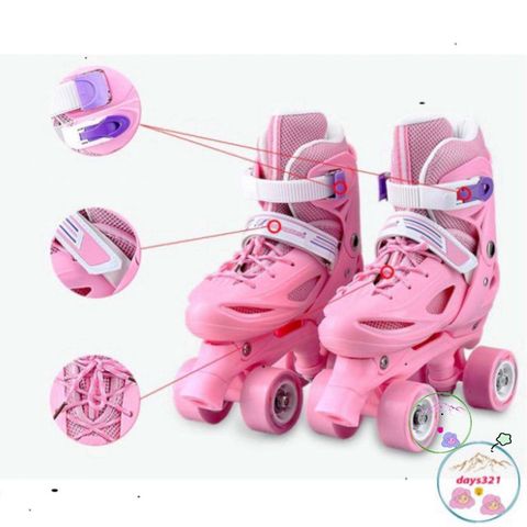 Giày Patin 4 Bánh An Toàn Cho Trẻ Em - Thiết Kế 2 Hàng Chắc Chắn, Size Từ 27-42 - Dành Cho Bé Lướt Thoải Mái!