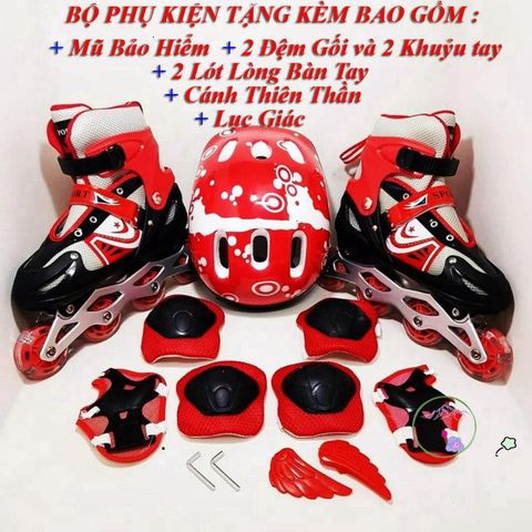 Giày Patin Batanh Sport Kèm Bộ Bảo Hộ và Bánh Xe Phát Sáng - Điều Chỉnh Kích Thước Cho Mọi Lứa Tuổi, Phù Hợp Cho Người Mới Chơi