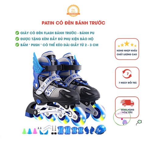 Giày Trượt Patin XIAO MA BENG cho Trẻ Em - Có Đèn Phát Sáng, Bộ Phụ Kiện An Toàn - Bền Bỉ và Tiện Lợi!
