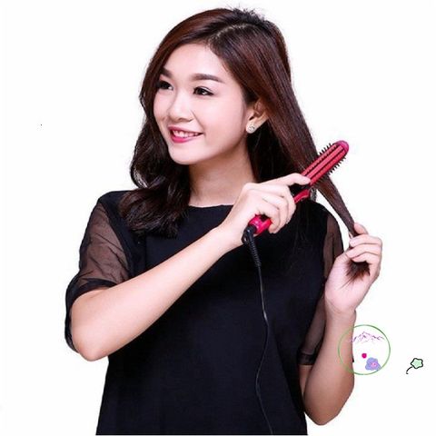 Lược Điện Tạo Kiểu Tóc Nova 8890 - 3 Trong 1 Uốn Cụp, Xoăn, Làm Phồng, Thiết Kế Thông Minh, Màu Hồng, Dễ Dàng Sử Dụng