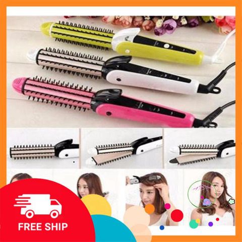 Máy Tạo Kiểu Tóc Đa Năng Nova NHC-8890 - Uốn, Duỗi, Dập Xù, Màu Hồng, Siêu Tiện Lợi Cho Các Kiểu Tóc Đẹp Hằng Ngày