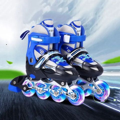 Giày Patin Phát Sáng Spots - Giày Trượt Thể Thao Cho Trẻ Em Kèm Combo Bảo Hộ Đầu Gối, Khủy Tay, Tay - Màu Hồng Tím, Đen, Xanh