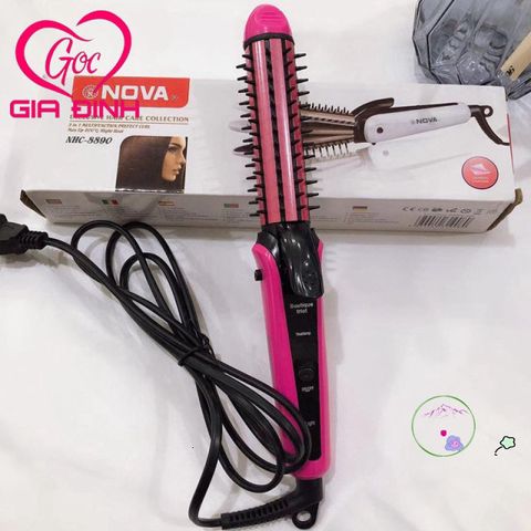 Máy Là Tóc 3 Trong 1 NOVA 8890 - Là Thẳng, Uốn Xoăn, Bấm Xù - Thiết Kế Nhỏ Gọn, An Toàn Cho Tóc, Công Nghệ Nano Bảo Vệ Tóc
