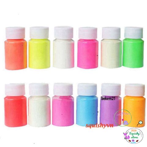 Hũ Bột Dạ Quang Nhuộm Resin Phát Sáng Trong Bóng Tối - 12 Màu Cho Trang Sức Nghệ Thuật Độc Đáo, Hồ Nghệ Sĩ Mê Fan Art