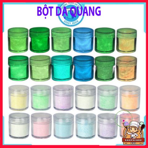 Bột Dạ Quang 10G Trường Thịnh - Phát Sáng Màu Các Màu Xanh, Vàng, Hồng, Tím, Dùng Trong Nghệ Thuật và Trang Trí