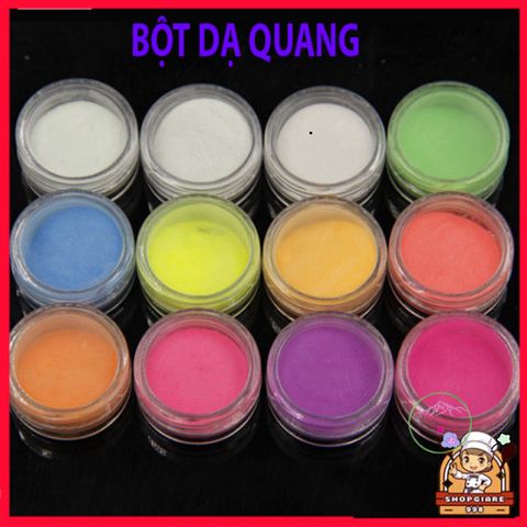 Bột dạ quang phát sáng 5gr - Pha nhựa epoxy resin và trang trí nội thất, ứng dụng trong TQ thuật, màu sắc sặc sỡ, phát sáng lâu.