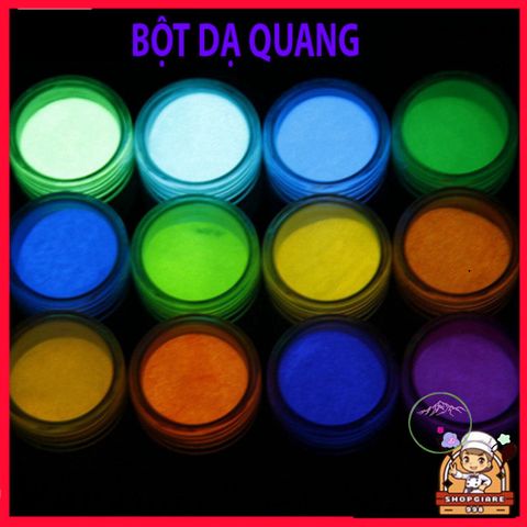 Bột dạ quang phát sáng 5gr - Pha nhựa epoxy resin và trang trí nội thất, ứng dụng trong TQ thuật, màu sắc sặc sỡ, phát sáng lâu.
