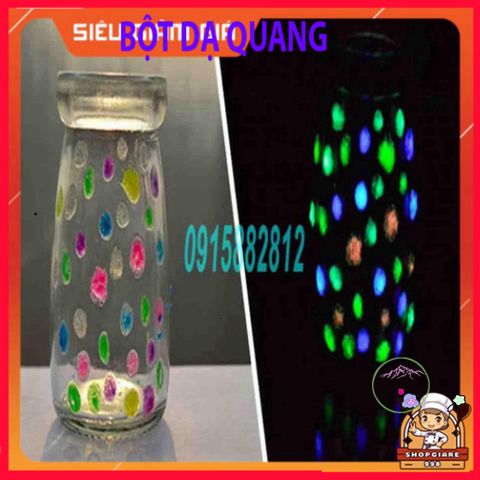 Bột Dạ Quang Hộp 5 Gram Phát Sáng Huỳnh Quang - Màu Sáng Vàng, Xanh, Hồng - Dùng Làm Sơn Minh Họa và Nghệ Thuật