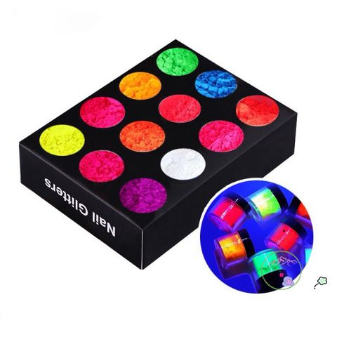 Bột Dạ Quang Neon 12 Màu - Bột Rắc Phản Quang Siêu Mịn Tạo Hiệu Ứng Sáng Bừng Đêm