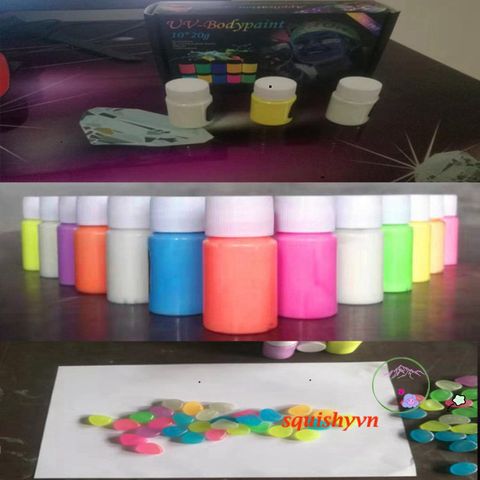 Sơn Dạ Quang Phát Sáng 9 Màu 22ml - Sơn Nước An Toàn Cho Da, Phù Hợp Vẽ Tạo Kiểu Đêm Rực Rỡ