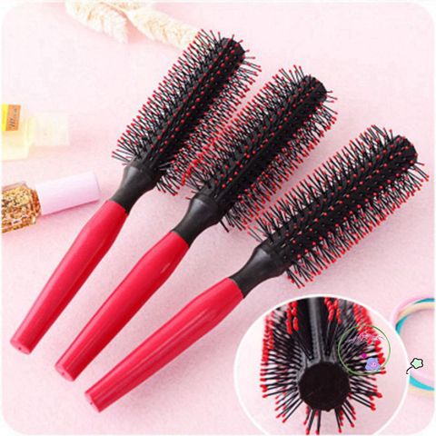 Lược tròn lô cuốn tạo kiểu đa năng 21cm - Tạo phồng dày và bồng bềnh cho tóc mềm mượt, gỡ rối hiệu quả, màu Đen và Đỏ đô.