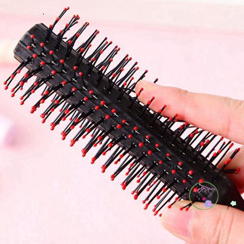 Lược tròn lô cuốn tạo kiểu đa năng 21cm - Tạo phồng dày và bồng bềnh cho tóc mềm mượt, gỡ rối hiệu quả, màu Đen và Đỏ đô.