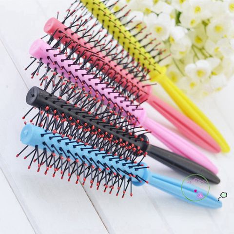 Lược tròn lô cuốn tạo kiểu đa năng 21cm - Tạo phồng dày và bồng bềnh cho tóc mềm mượt, gỡ rối hiệu quả, màu Đen và Đỏ đô.