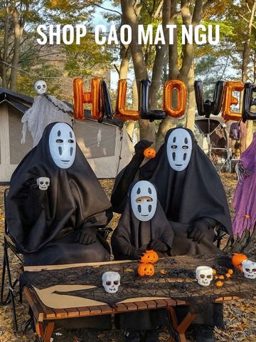 Bộ Trang Phục Ma Vô Diện Halloween - Áo Choàng Dài, Mặt Nạ Bí Ẩn và Găng Tay - Cho Bé và Người Lớn Cosplay Chất Lượng Cao