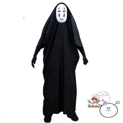 Bộ cosplay Vô Diện - Áo choàng đen và mặt nạ bí ẩn, lý tưởng cho trò chơi anime và lễ hội hóa trang