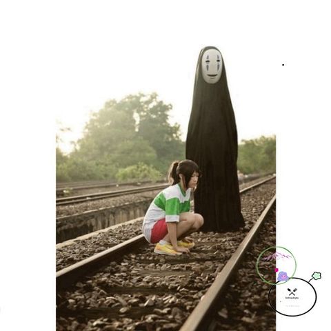 Bộ cosplay Vô Diện - Áo choàng đen và mặt nạ bí ẩn, lý tưởng cho trò chơi anime và lễ hội hóa trang