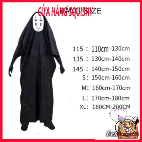 Bộ Costume Vô Diện Spirited Away - Áo Choàng Và Mặt Nạ Cosplay Cho Trẻ Em và Người Lớn - Đồ Hóa Trang Anime Chất Lượng Cao