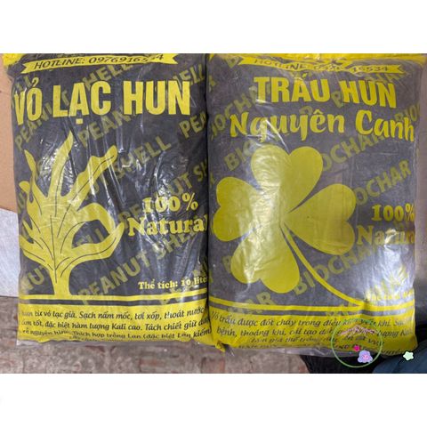 Vỏ Lạc & Trấu Hun Nguyên Cánh 10L - Giá Thể Trồng Rau Sạch & Cây Cảnh, Giữ Ẩm Tốt, Không Nấm Mốc, Dinh Dưỡng Cao