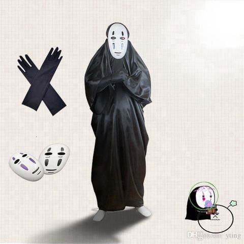 Váy Hóa Trang No Face Kaonashi từ SPIRITED AWAY - Bộ Trang Phục Halloween Đen với Mặt Nạ cho Trẻ Em và Người Lớn