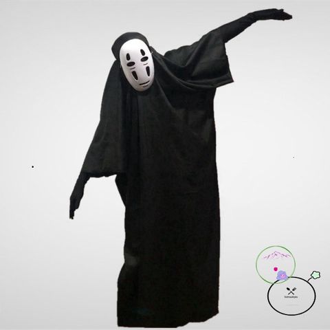 Váy Hóa Trang No Face Kaonashi từ SPIRITED AWAY - Bộ Trang Phục Halloween Đen với Mặt Nạ cho Trẻ Em và Người Lớn