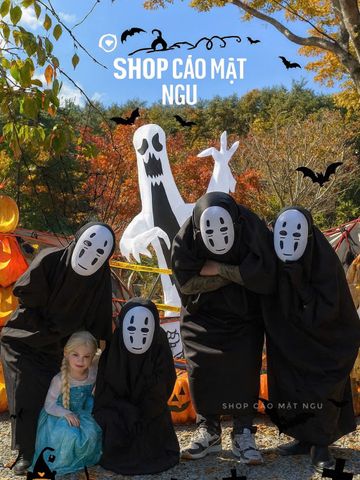 Bộ Hóa Trang Halloween Vô Diện 3 Món Cho Trẻ Em & Người Lớn - Cảm Hứng Từ Spirited Away, Áo, Mặt Nạ, Găng Tay Cosplay Thú Vị