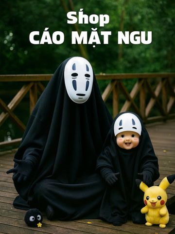 Bộ Hóa Trang Halloween Vô Diện 3 Món Cho Trẻ Em & Người Lớn - Cảm Hứng Từ Spirited Away, Áo, Mặt Nạ, Găng Tay Cosplay Thú Vị