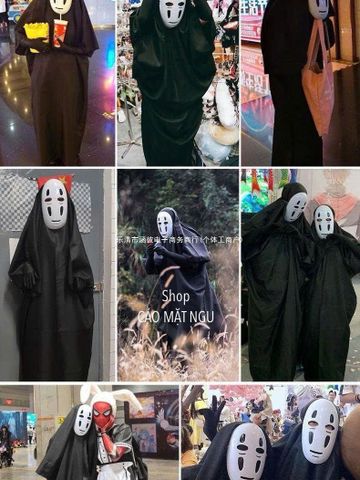 Bộ Hóa Trang Halloween Vô Diện 3 Món Cho Trẻ Em & Người Lớn - Cảm Hứng Từ Spirited Away, Áo, Mặt Nạ, Găng Tay Cosplay Thú Vị