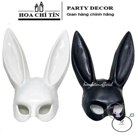 Mặt nạ Halloween Thỏ Bunny Tai Dài Đen Trắng - Phụ Kiện Hóa Trang Sexy Độc Đáo Cho Tiệc Hội Hóa Trang