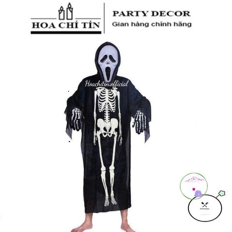 Áo Choàng Tử Thần với Mặt Nạ và Găng Tay - Đồ Hóa Trang Halloween cho Người Lớn và Trẻ Em, Phụ Kiện Tiệc Tùng Chất Lượng