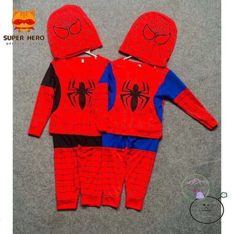 Bộ trang phục siêu anh hùng Nhện cho bé trai - Combo áo quần và mặt nạ, chất liệu thun co giãn, sizes 10kg-33kg, từ 1-8 tuổi
