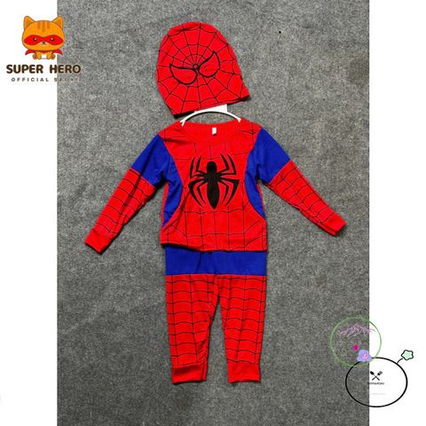 Bộ trang phục siêu anh hùng Nhện cho bé trai - Combo áo quần và mặt nạ, chất liệu thun co giãn, sizes 10kg-33kg, từ 1-8 tuổi