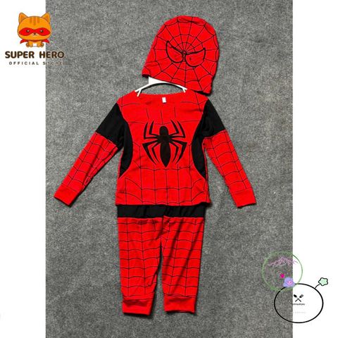 Bộ trang phục siêu anh hùng Nhện cho bé trai - Combo áo quần và mặt nạ, chất liệu thun co giãn, sizes 10kg-33kg, từ 1-8 tuổi
