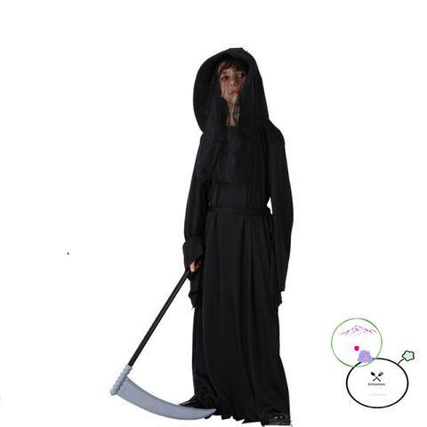 Bộ đồ hóa trang Thần Chết Phantom cho bé trai - Áo choàng, mũ và lưỡi hái Halloween, độc đáo, cho bé từ 5-10 tuổi