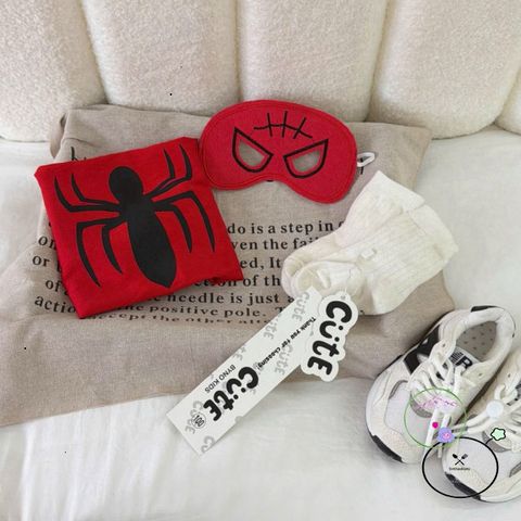 Bộ Trang Phục Người Nhện Dài Tay Cho Bé - Áo Choàng Đỏ Xanh Kèm Mặt Nạ Cotton Thời Trang Trẻ Em