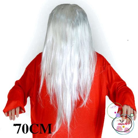 Tóc Giả Dài 70cm Màu Trắng - Phụ Kiện Hóa Trang Halloween & TikTok, Thời Trang Kỳ Bí Cho Dịp Lễ Hội