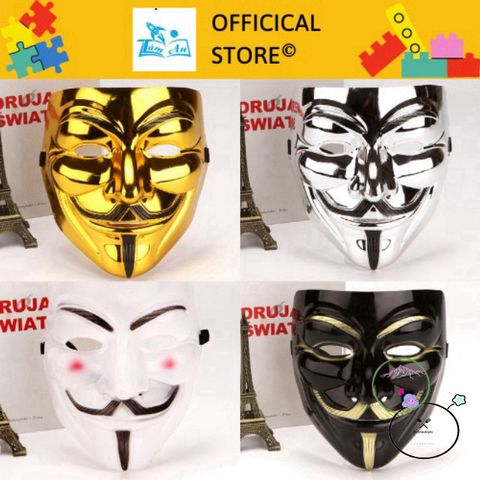 Mặt Nạ Hacker Anonymous Lộng Lẫy (Vàng, Bạc, Đen, Trắng) - Phụ Kiện Cosplay & Halloween Độc Đáo, Đồ Chơi Thú Vị